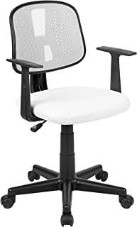 Photo 1 of Flash Furniture Flash Fundamentals Mid-Back White Mesh Swivel Task Office Chair with Pivot Back and Arms