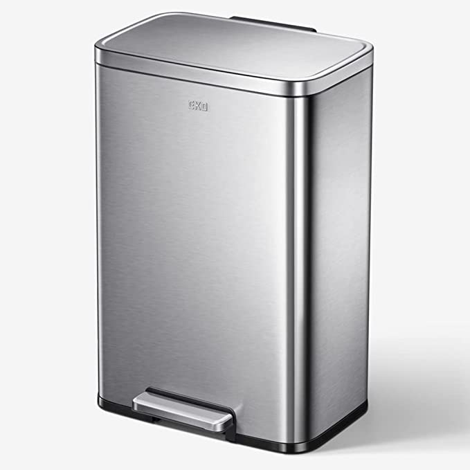 Photo 1 of (SCRATCHED) EKO Madison Brushed Stainless 50 Liter/13.2 Gallon Step Trash Can with Inner Liner - Fingerprint Resistant Finish
