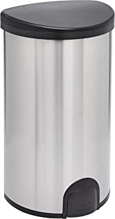 Photo 1 of (DENTED SIDE) Amazon Basics Automatic Hands-Free Stainless Steel Trash Can - Toe tap, 50-Liter
