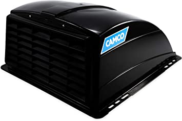 Photo 1 of (CRACKED TOP) Camco 21015 Black Standard Roof Vent Cover, Opens for Easy Cleaning, Aerodynamic Design, Easily Mounts to RV with Included Hardware (40443)
