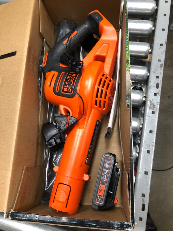 Photo 2 of (MISSING BATTERY) BLACK+DECKER 20V MAX 130 MPH 100 CFM Cordless Battery Powered Handheld Leaf Blower Kit with (1) 2Ah Battery & Charger