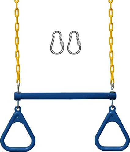 Photo 1 of Jungle Gym Kingdom Swing Sets for Backyard, Monkey Bars & Swingset Accessories - Set Includes 18" Trapeze Swing Bar & 48" Heavy Duty Chain with Locking Carabiners - Outdoor Play Equipment (Blue)
