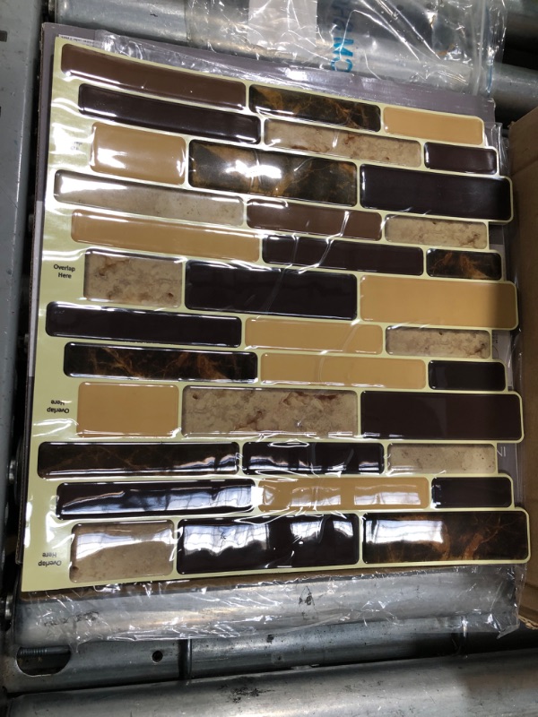 Photo 2 of  12"x12" Peel and Stick Backsplash, Self-Adhesive Waterproof Wall Tile, 10 Sheets (Brown Marble)