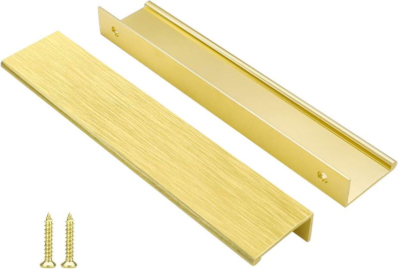 Photo 1 of 10 Pack Peaha Gold Cabinet Pulls Gold Cabinet Pulls Edge Pulls for Cabinets Pack Finger Pulls for Cabinets 160mm/6 1/3in Center to Center, LS7030GD160
