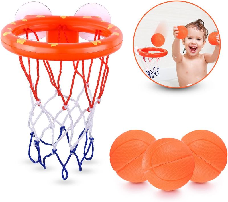 Photo 1 of BRITENWAY Fun Basketball Hoop & Balls Playset for Little Boys & Girls | Bathtub Shooting Game for Kids & Toddlers | Suctions Cups That Stick to Any Flat Surface + 3 Balls Included
