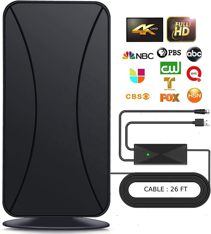 Photo 1 of ANTIER Amplified Digital TV Antenna HDTV - Support 4K 8K 1080p Fire tv Stick and All Older TV's - Smart Switch Amplifier Indoor Signal Booster - 9ft Coax Cable**Stock Photo is Only For the Reference 