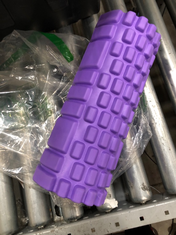 Photo 2 of 13" Purple Foam Roller - for Self Massage Exercise, Back Pain, Legs, Yoga, Relieve Muscles, Physical Therapy, Body Stretching, Deep Tissue - Medium Density