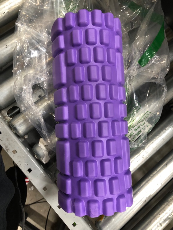 Photo 3 of 13" Purple Foam Roller - for Self Massage Exercise, Back Pain, Legs, Yoga, Relieve Muscles, Physical Therapy, Body Stretching, Deep Tissue - Medium Density