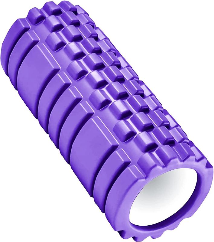 Photo 1 of 13" Purple Foam Roller - for Self Massage Exercise, Back Pain, Legs, Yoga, Relieve Muscles, Physical Therapy, Body Stretching, Deep Tissue - Medium Density