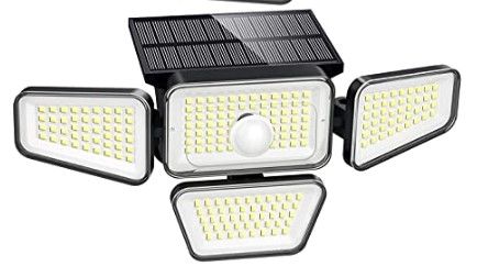 Photo 1 of Solar Lights Outdoor, 270 LED 3000LM Motion Sensor Light, IP65 Waterproof 4 Heads 3 Modes 330°Wide Angle 6500K Solar Powered Security LED Wireless Flood Lights Luces Solares para Exteriores ( Pack)