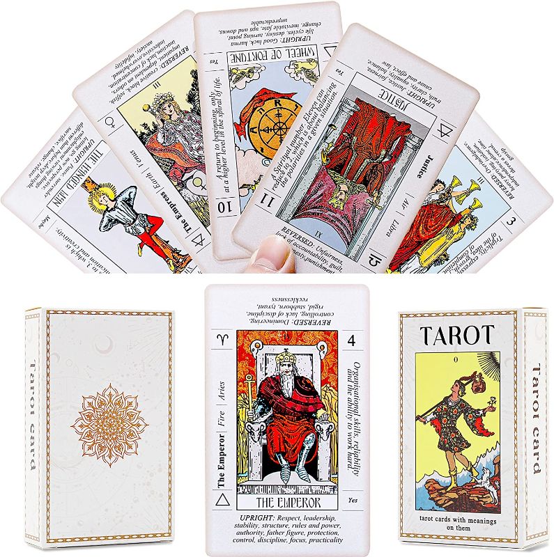 Photo 1 of 
Roll over image to zoom in
Sincerez Tarot Cards Deck for Beginners with Meanings On Them,Tarot Card with Guidebook (Card only)