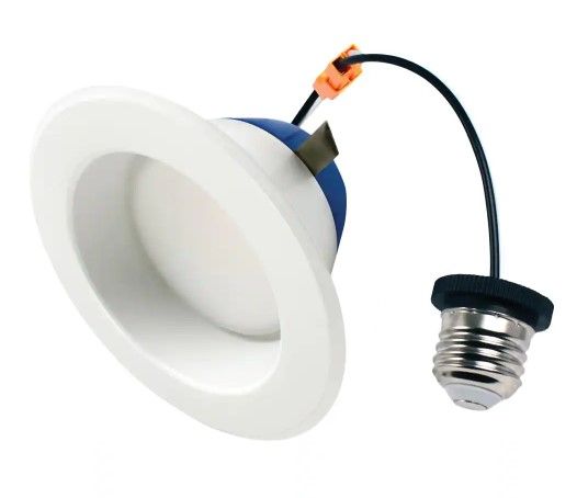 Photo 1 of 4 in. 75-Watt Equivalent 2700K Soft White Integrated LED Recessed Downlight Retrofit Trim
