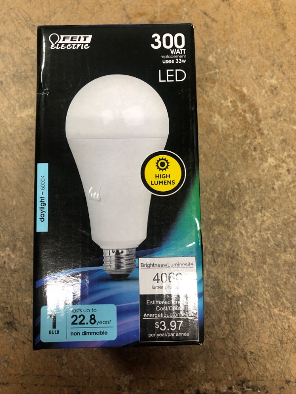 Photo 1 of 300-Watt Equivalent A23 Non-Dimmable LED Light Bulb Daylight 5000K (1-Bulb)
