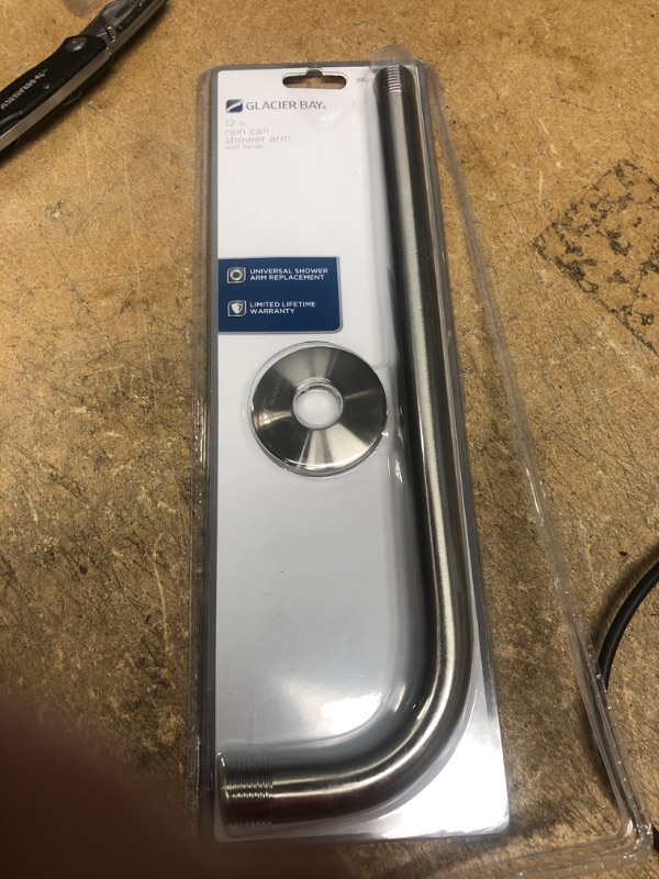 Photo 1 of 12 in. Raincan Shower Arm and Flange in Brushed Nickel
