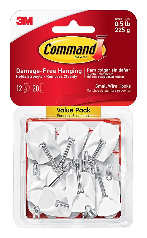 Photo 1 of ***4 Pack*** Command 
1/2 lb. Small White Wire Hook Value Pack (12 Hooks, 20 Strips)