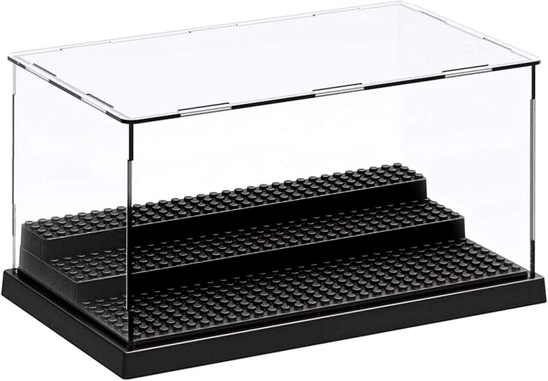 Photo 1 of AELS 3-Level Acrylic Display Case, Dustproof Showcase for Collection Bricks Blocks Toys Models Minifigures Building, Clear, Removable, Black