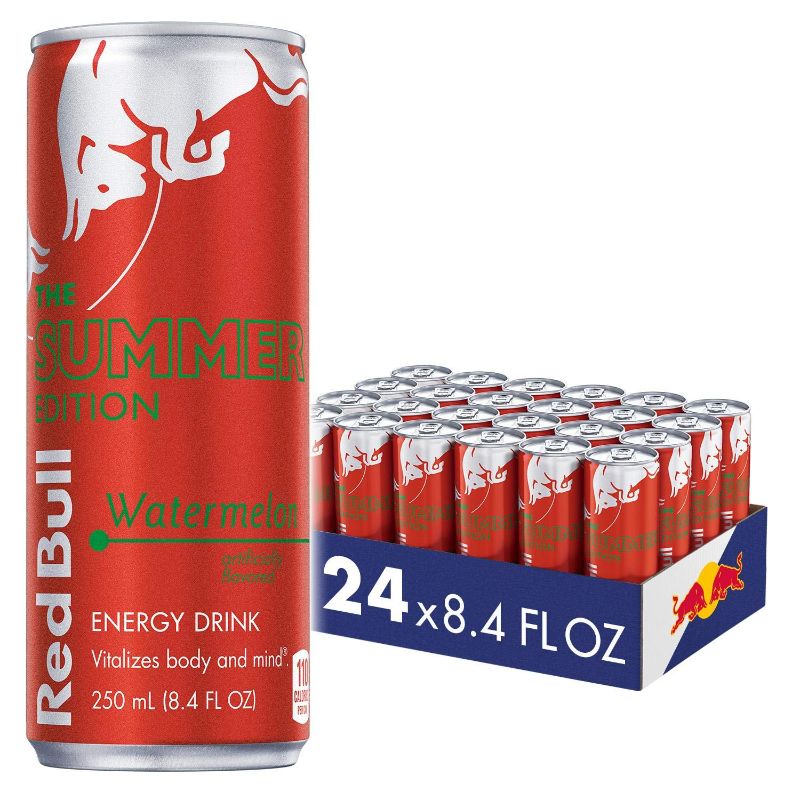Photo 1 of ***Exp: 12/23/2022*** Red Bull Energy Drink, Watermelon, 8.4 Fl Oz (24Count), Summer Edition & Energy Drink, 8.4 Fl Oz (24 Count)