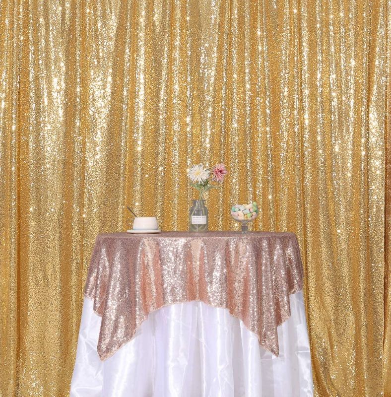 Photo 1 of ***Size: 8.6 Ft-1.5in*** ***11 pack***Color:Gold***
BEDDEB Gold Sequin Backdrop Curtain 4 Panels 2ft x 8ft Backdrop Curtains for Party Glitter Backdrop Drapes for Birthday, Wedding Party Stage Decorations Fabric Sparkle Photography Background