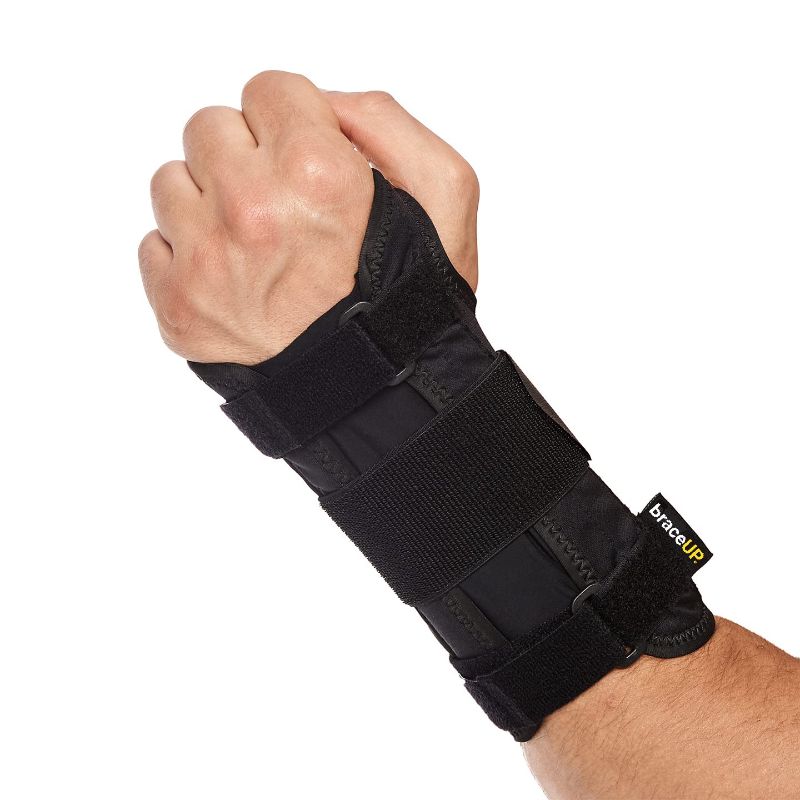 Photo 1 of Carpal Tunnel Wrist Brace by BraceUP for Men and Women - Metal Wrist Splint for Hand and Wrist Support and Tendonitis Arthritis Pain Relief (L/XL, Left Hand)