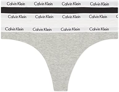 Photo 1 of Calvin Klein Women's Carousel Logo Cotton Thong Panty, Size: M, black and grey, ***4 Pack***