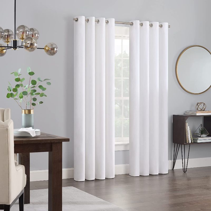 Photo 1 of ***Color: White Size: 7x4 Ft and 6in***Room Darkening Grommet Noise Reduction Window Curtains (2 Panels),