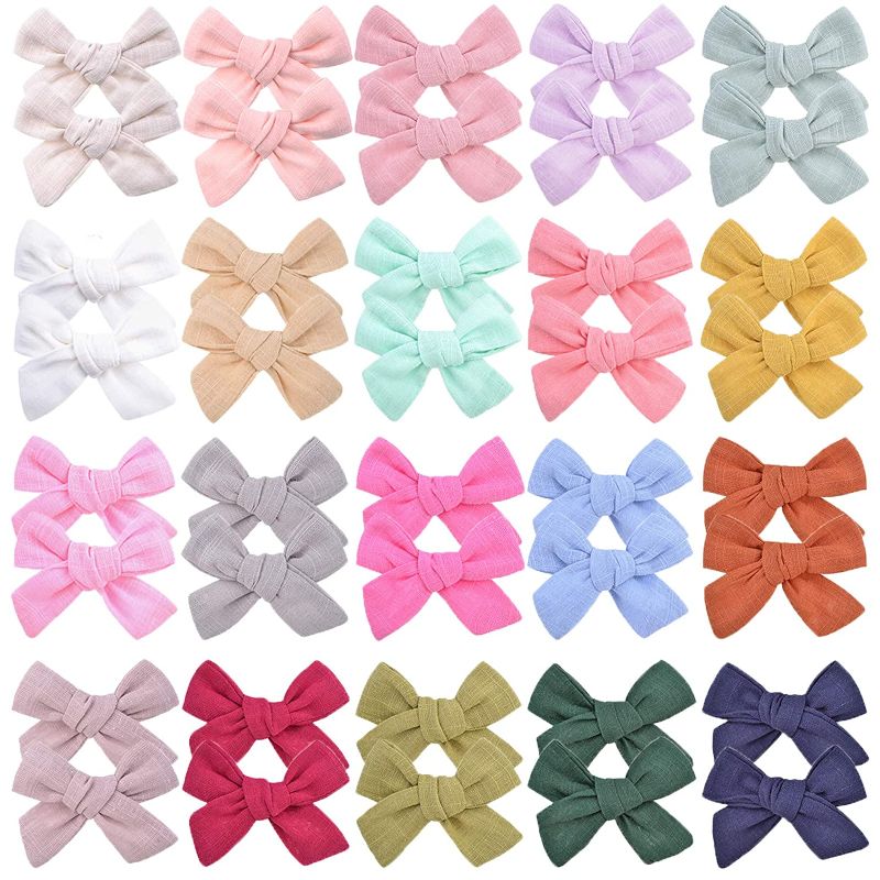 Photo 1 of 40 PCS 3 Inch Baby Girl Bows Fully Lined Non Slip for Infant Fine Baby Hair Bows Barrettes Accessory for Toddlers Kids in Pairs