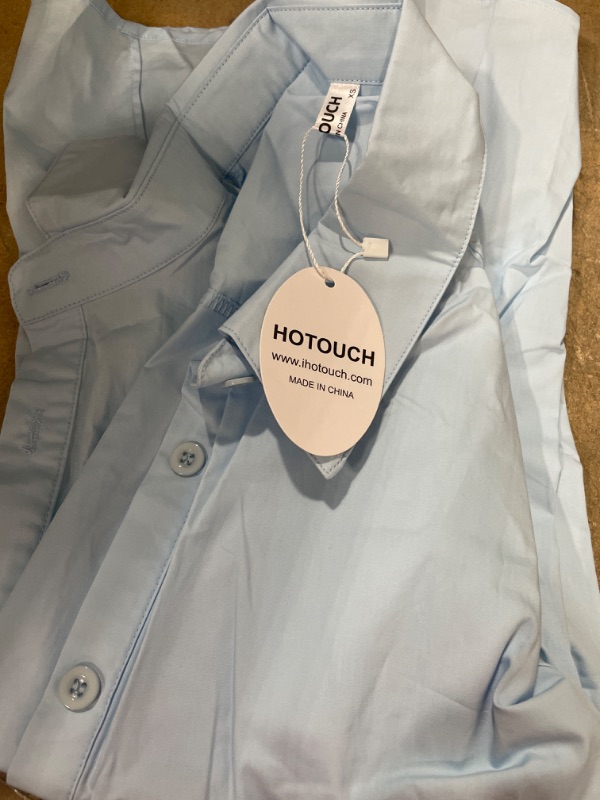 Photo 2 of ***Size: XS*** Hotouch Womens Cotton Basic Button Down Shirt Slim Fit Dress Shirts, Color: French Blue (Slim Fit, a Size Up for Relaxed Fit)