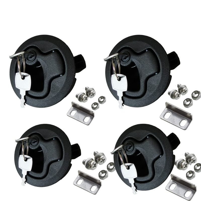 Photo 1 of 
4 PCS Flush Pull Hatch Latch Round Slam Latch for RV Boat Deck 1/4" Door Cabinet Door Locking Style Marine Flush Pull Latch Black