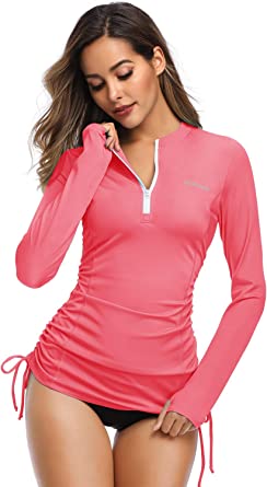 Photo 1 of ***Size: XL*** HISKYWIN Women's Long Sleeve UV Sun Protection Rash Guard Side Adjustable Wetsuit Swimsuit Top