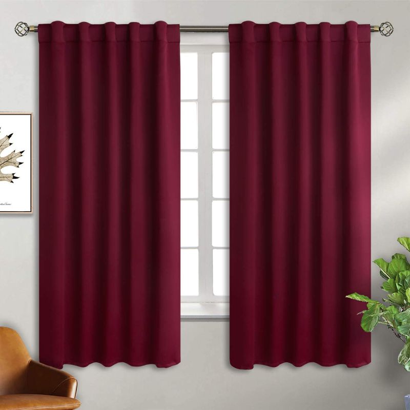Photo 1 of ***Size: 38W x 45L*** BGment Rod Pocket and Back Tab Blackout Curtains for Bedroom - Christmas Thermal Insulated Room Darkening Curtains for Living Room, 2 Window Curtain Panels ( 38 x 45 Inch, Burgundy Red )