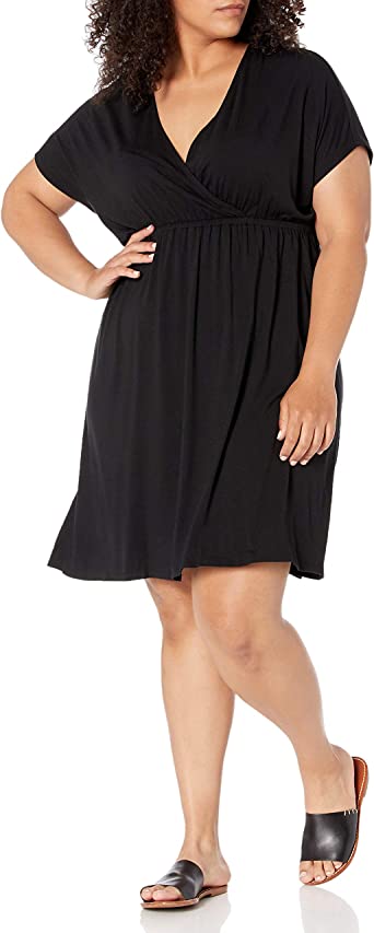 Photo 1 of ***Size: M, Color: Black*** Amazon Essentials Women's Surplice Dress (Available in Plus Size)
