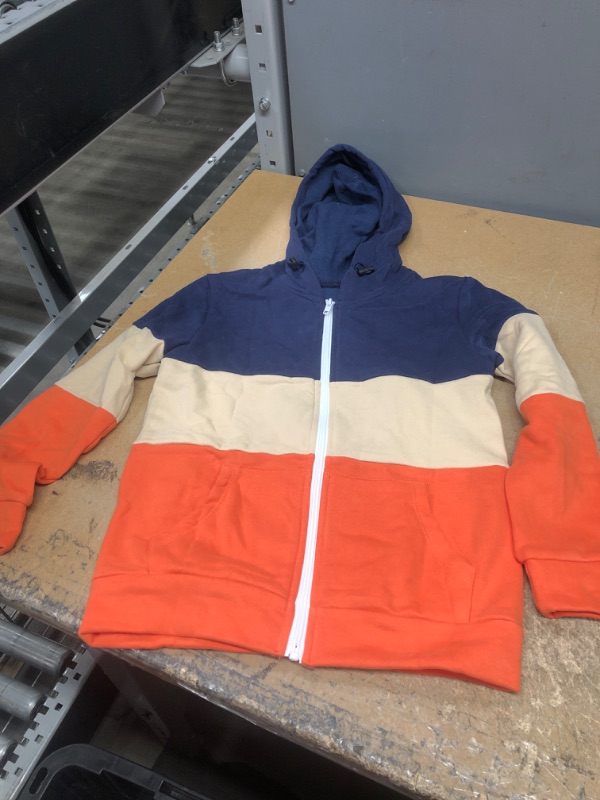 Photo 2 of Kids Full Zip Hoodie Long Sleeve Hooded Sweatshirt Pocket Jacket Orange/M