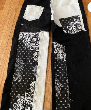 Photo 1 of Black White Bandana jeans, Size: Large***