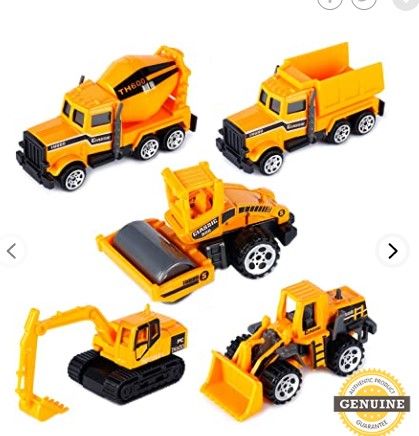 Photo 1 of Construction Trucks for 3 Year Old Boys Mini Engineering Models Play Vehicles Cars Toys Birthday Party Supplies Cake Topper for Toddlers,Pack of 5