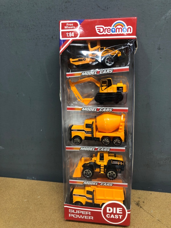 Photo 2 of Construction Trucks for 3 Year Old Boys Mini Engineering Models Play Vehicles Cars Toys Birthday Party Supplies Cake Topper for Toddlers,