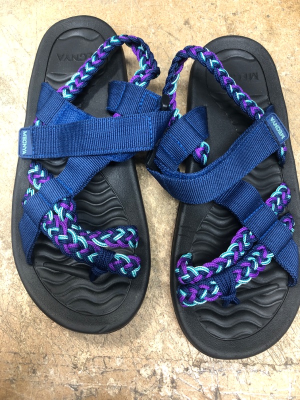 Photo 2 of ****Size: 9**** Hiking Sandals for Women, Comfortable Walking Flip Flop Sandals with Arch Support, Athletic Sandals with Hook and Loop Straps for Beach Vacation Adventure