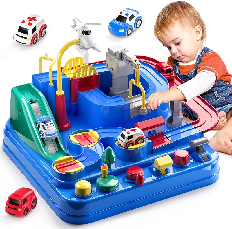 Photo 1 of Kids Race Track Car Adventure Toy for Toddlers - Car Rescue Adventure Toys Gifts for Boys Age 3, Car Toys for Toddlers 2-4 Years, Educational Puzzles Car Toys for 4 5 6 Year Old Boys Girls