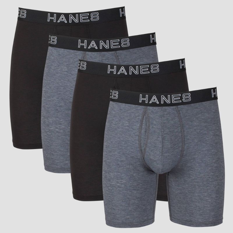 Photo 1 of Hanes Preiu En's 3+1 Bonus Pack Long Leg Boxer Briefs -MEDIUM
