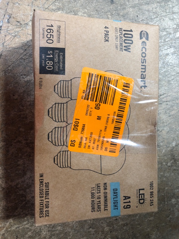 Photo 2 of 100-Watt Equivalent A19 Non-Dimmable CEC LED Light Bulb Daylight (4-Pack)