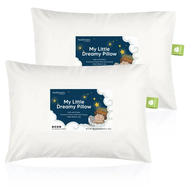 Photo 1 of KeaBabies 2-Pack Toddler Pillows, 100% Soft Cotton Toddler Pillow for Sleeping (Soft White)