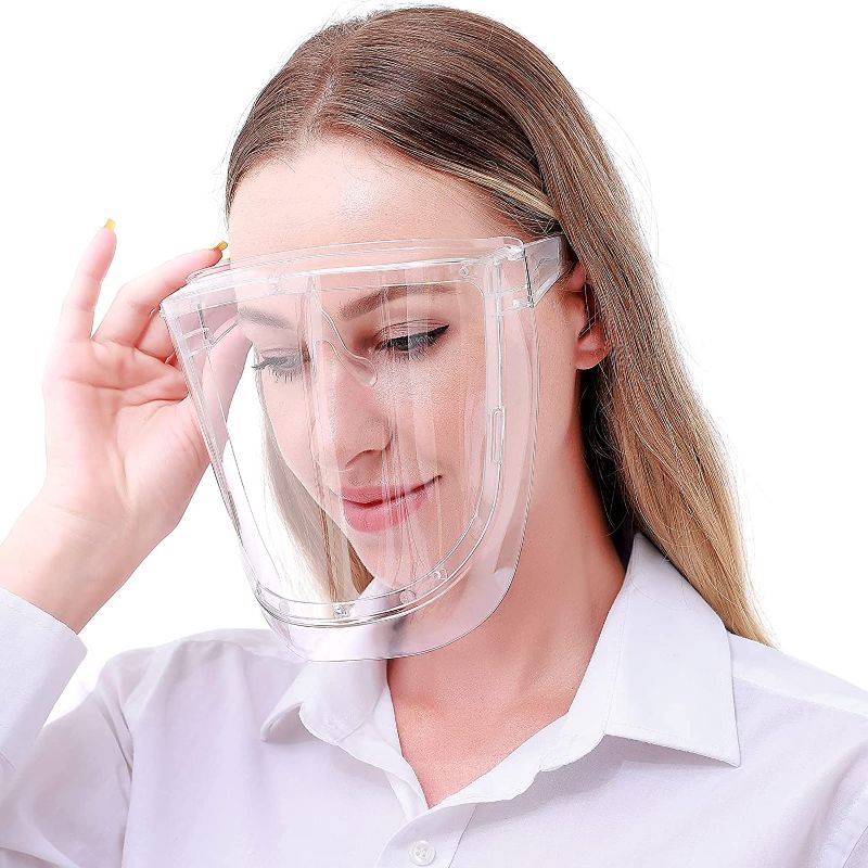 Photo 1 of 4 Pack Clear Safety Face Shield Glasses, Super Lightweight High-Definition Reusable Transparent Shield, Protective Anti-Fog Shields?4pcs Frames with 20pcs Replaceable Visors
