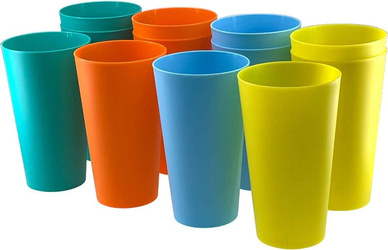 Photo 1 of 32-ounce Plastic Tumblers Reusable Dishwasher Safe BPA Free Large Drinking Cups Set of 12 For Kids Women Men Use(Multicolor)
