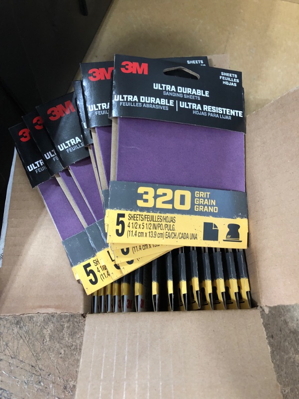 Photo 2 of 3M 1/4Sht Sandpaper 320Grit 20 packs of 5 
