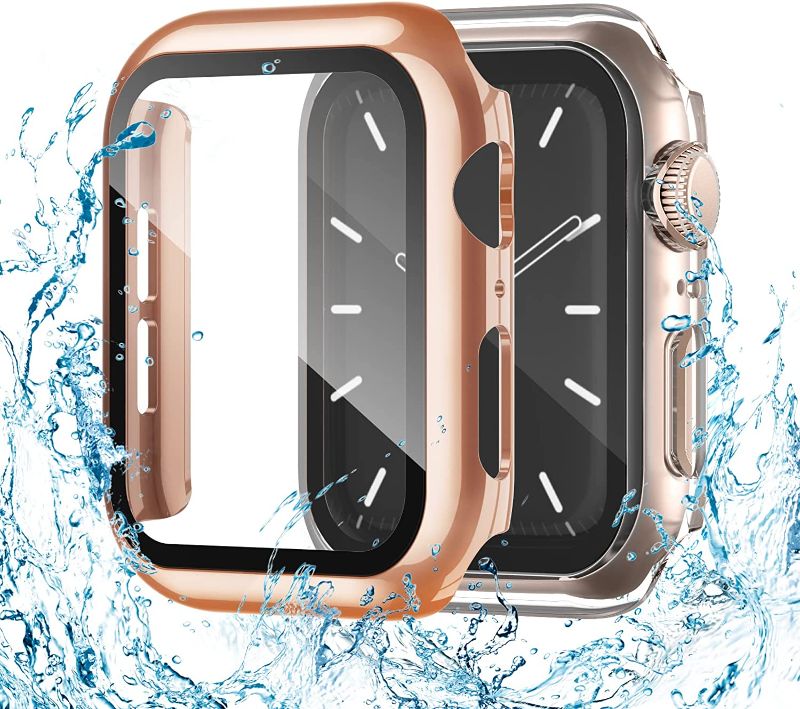 Photo 1 of [2 Pack] Compatible for Apple Watch Case Series 6/SE/5/4 44mm with Screen Protector, Waterproof Hard PC Case Ultra-Thin HD Clear Bumper All Around Protective Cover Anti-Fog for iWatch Men Women 3 packs of 2
