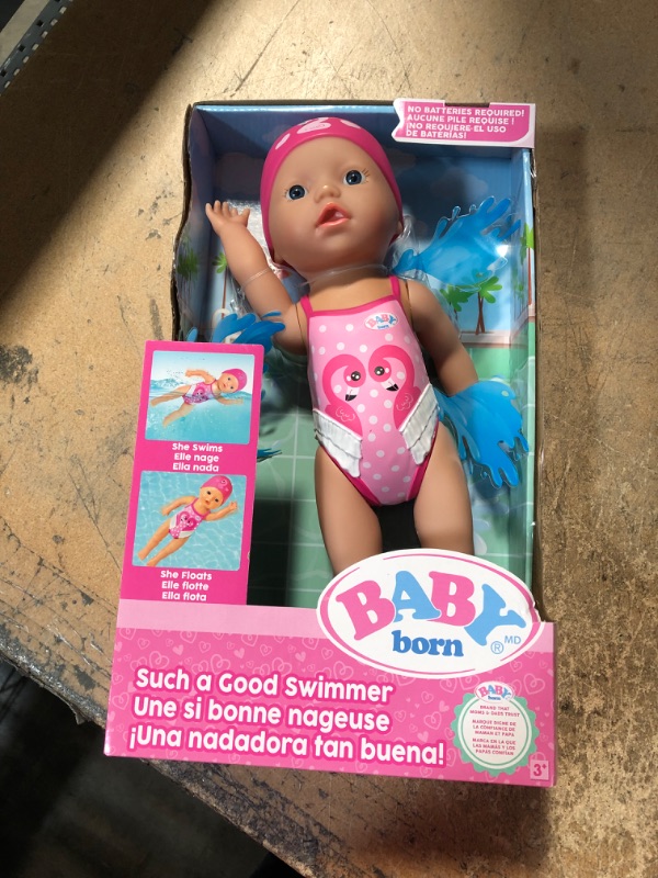 Photo 2 of Baby Born Born Such A Good Swimmer Doll; 3 Years & Up - Easy for Small Hands- Includes Cute Unicorn Bathing Suit & Cap 918476 Multicolor
