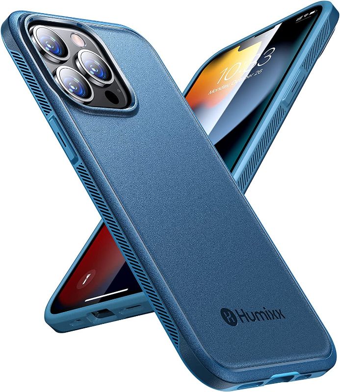 Photo 1 of Humixx Shockproof Designed for iPhone 13 Pro Case, [Military Grade Drop Protection] [Anti-Scratch] Heavy-Duty Protective Slim Hard PC Back with Soft TPU Bumper Case for iPhone 13 Pro - 6.1 inch Blue
