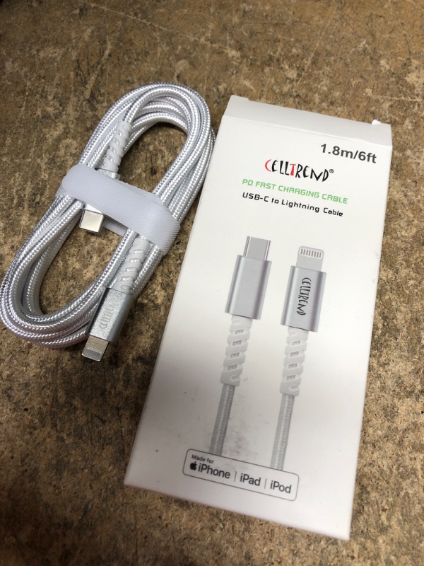 Photo 2 of CELLTREND USB Lightning Fast Charging Nylon Cable USB c to Lightning Cable MFi 6FT PD Lightning Charging Cable Compatible with iPhone12/12Pro/12Pro MAX/11/11Pro/11Pro MAX/XS/XS MAX/XR/X/8/8Plus
