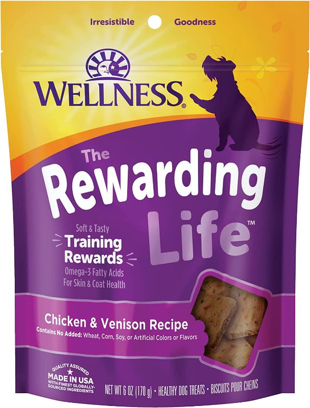 Photo 1 of **SET OF 2** Wellness Wellbites Natural Grain Free Soft Dog Treats, Chicken & Venison Recipe, 6-Ounce Bag DATE 08 SEP 2022
