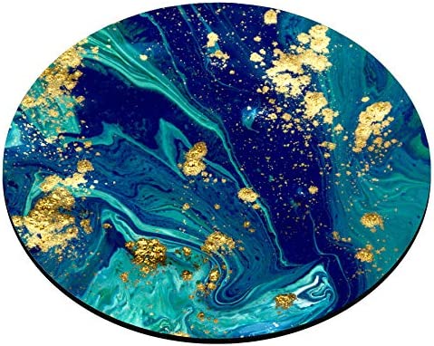 Photo 1 of **SET OF 3** Blue Marble Round Mouse Pad Cute Mat Gold Green Turquoise Circular Mouse Pads Size 7.9 x 7.9 x 0.12 Inch
