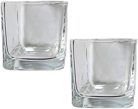 Photo 1 of ***Size: 28.8x15.5x15cm*** 2Pcs Square Clear Glass Cups Votive Candles Cup Holder Empty Small Cup for DIY Candles